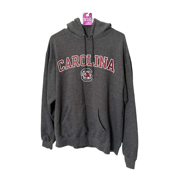 Champion Carolina Fleece Pullover Hoodie Sweatshirt Sz. L Gray Football - Picture 2 of 6